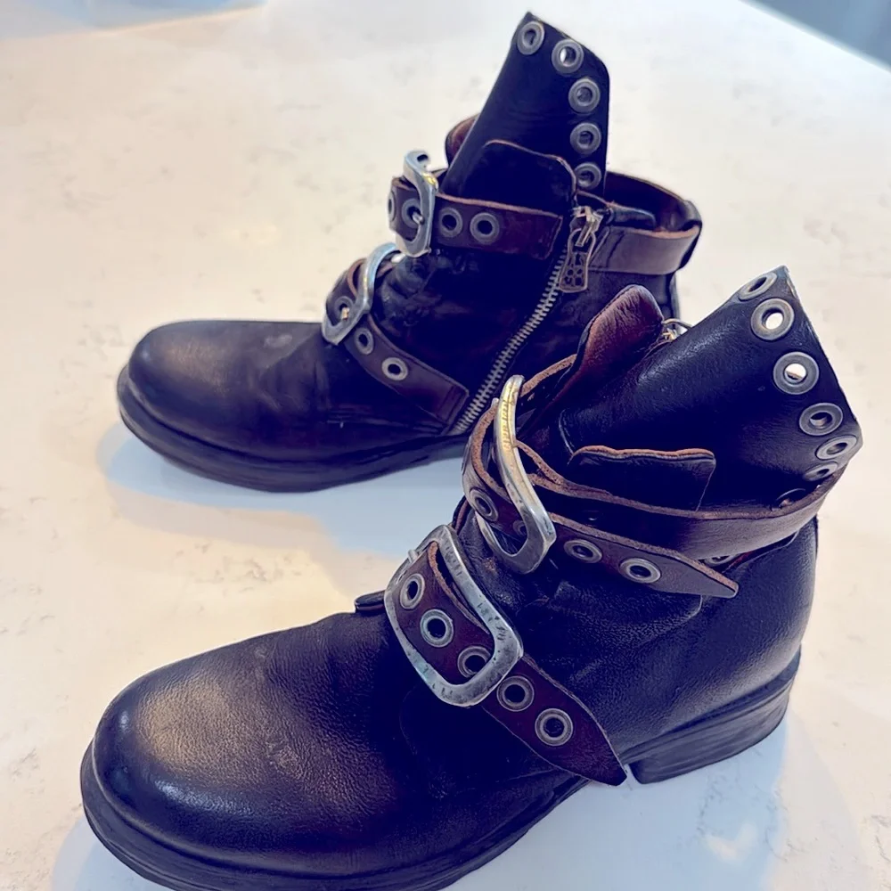 A.S. 98 women’s black combat boot - Picture 2 of 6